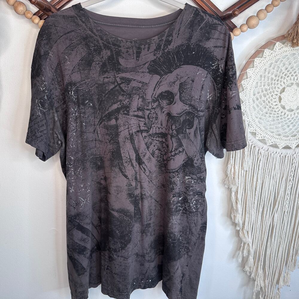 Xtreme Couture Gray Skull Print T